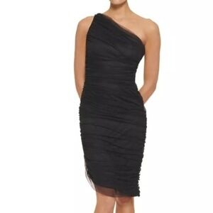 DKNY. One Shoulder Tulle Cocktail Dress.‎